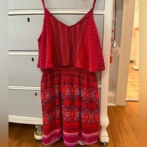 Express Printed Flounce Mini Dress